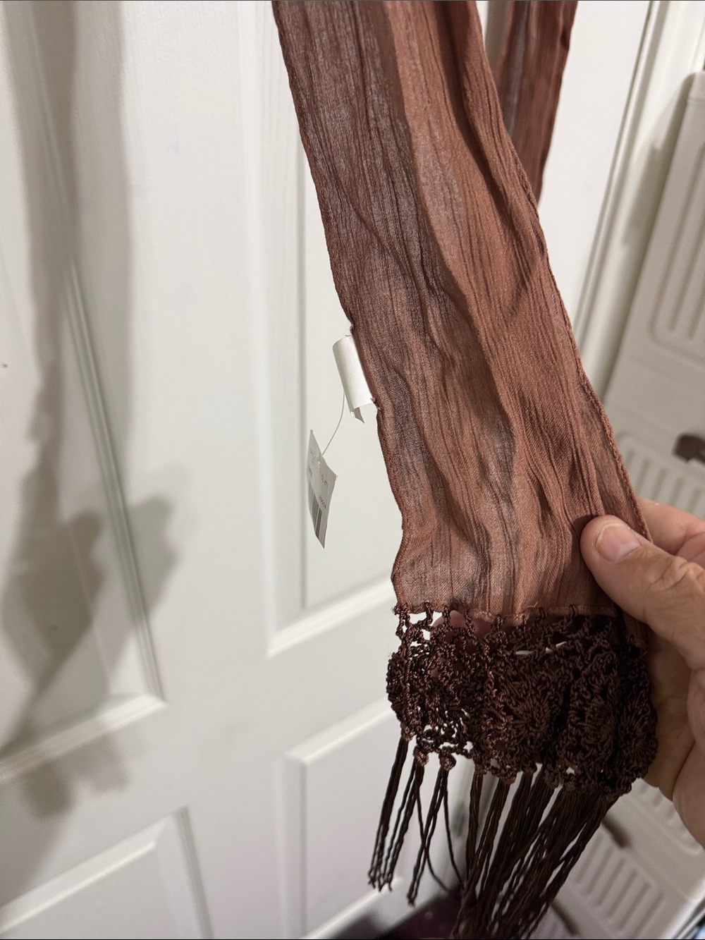 Source Unknown Brown Lightweight Fringe Scarf Wrap - Picture 2 of 3